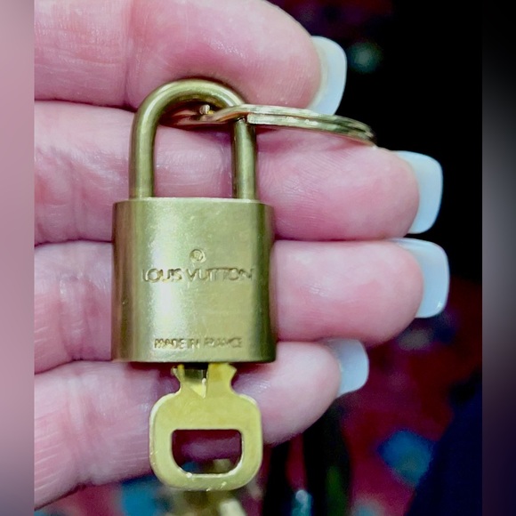 LOUIS VUITTON Lock & Key w/Authentic LV keychain from a real bag. W/charms - Picture 2 of 8